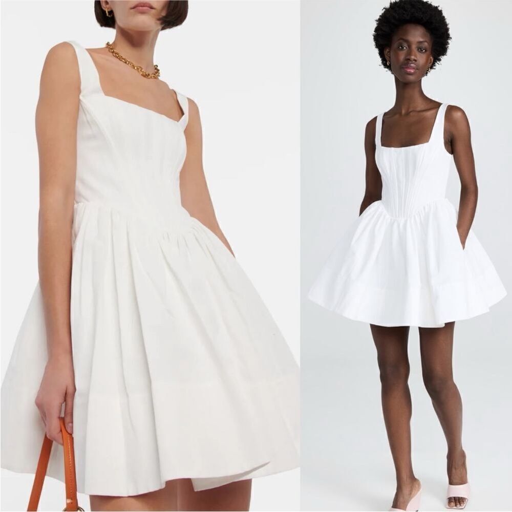 STAUD Landscape Sleeveless Babydoll Mini Dress White Bridal NEW without tags
